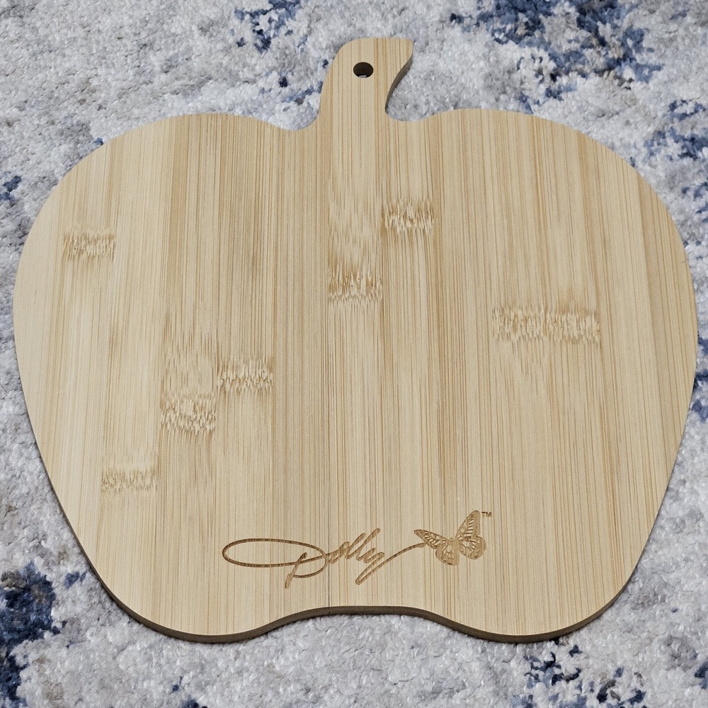 Dolly Parton Cheese Board Set Multi Apple Bamboo Plaid Butterfly 4pc NEW - Picture 5 of 5